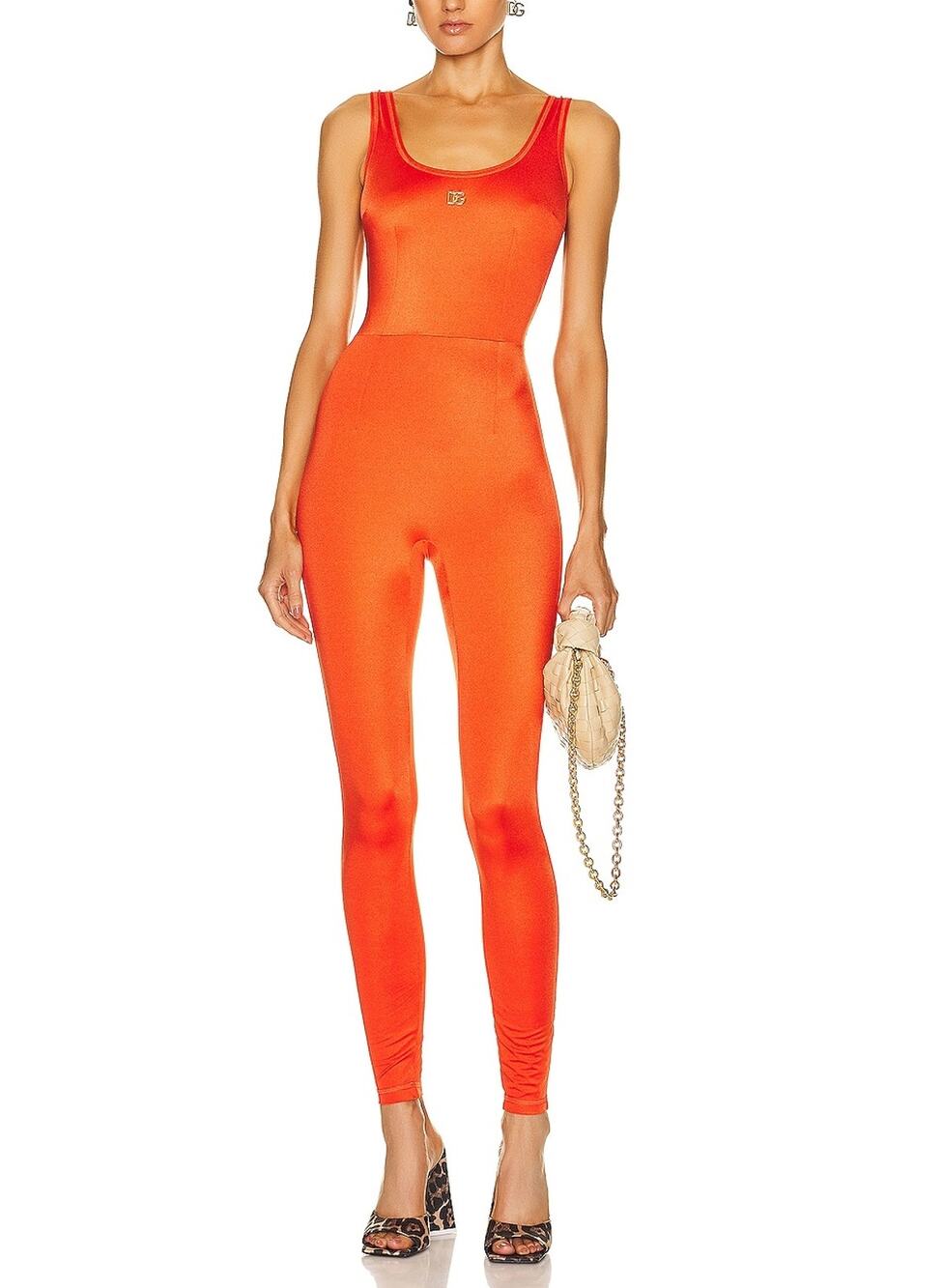 Dolce & Gabbana Vibrant Orange Scoop Back Jumpsuit Size 38 IT / US 2